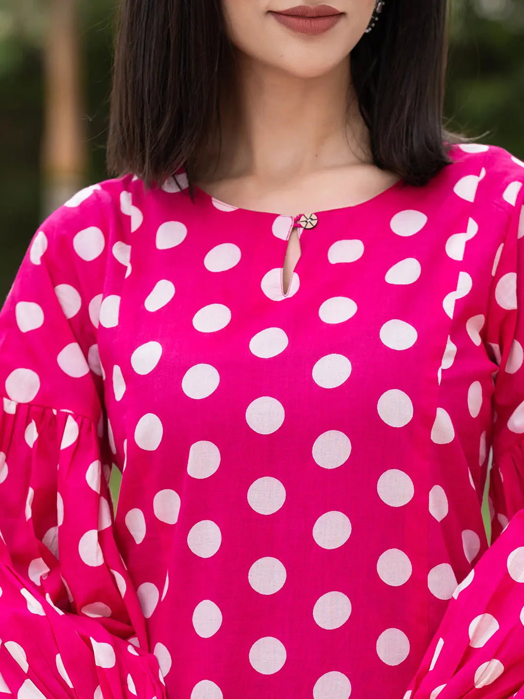 Yufta Pink Polka Dot Print Top And Trouser Co Ord Set | Grocsy