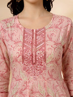 Yufta Pink Pure Cotton Anarkali Dupatta Pant Set | Grocsy