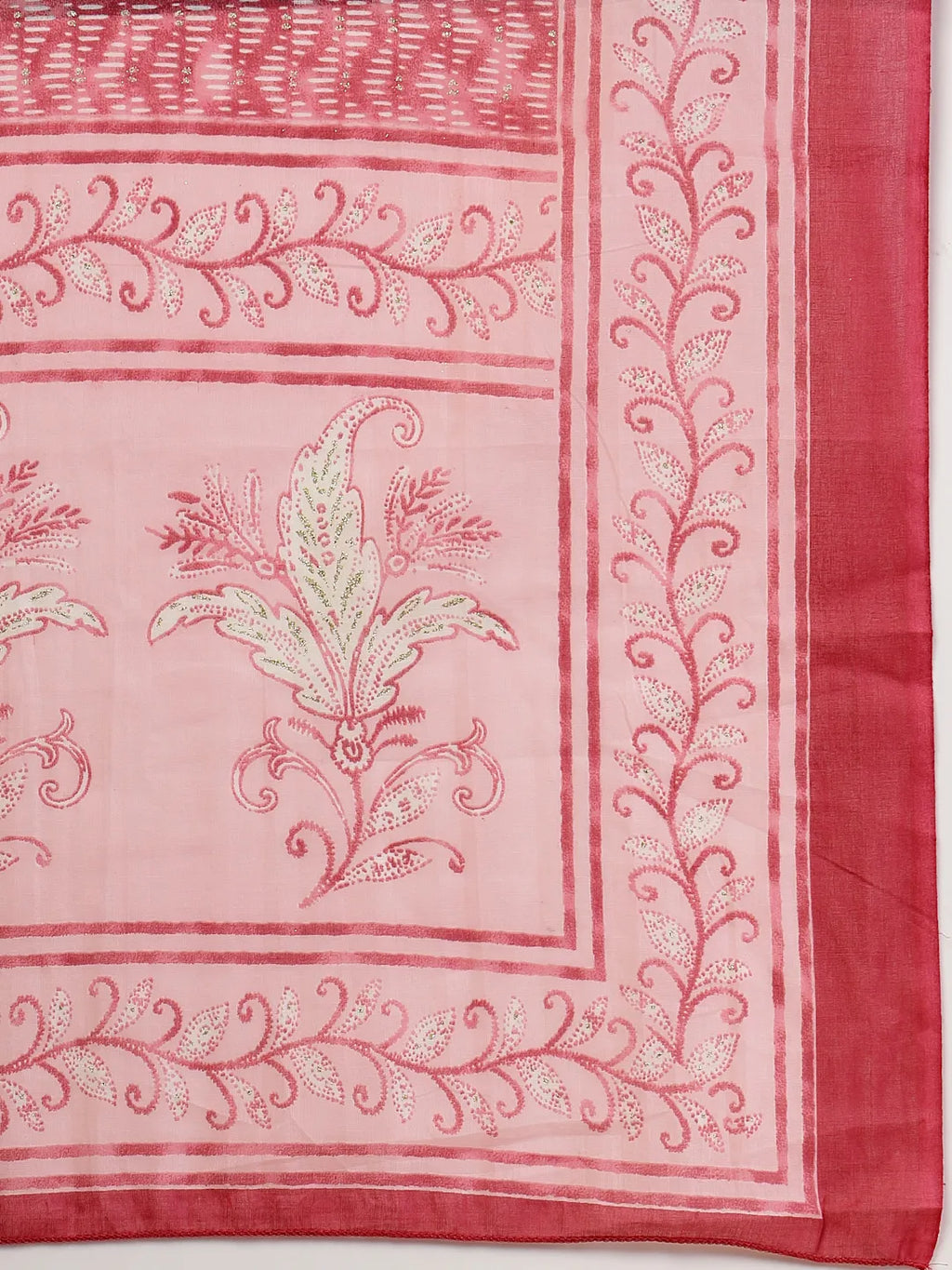 Yufta Pink Pure Cotton Anarkali Dupatta Pant Set | Grocsy