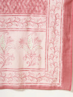 Yufta Pink Pure Cotton PaisleyThread Work Kurta Dupatta Pant Set | Grocsy