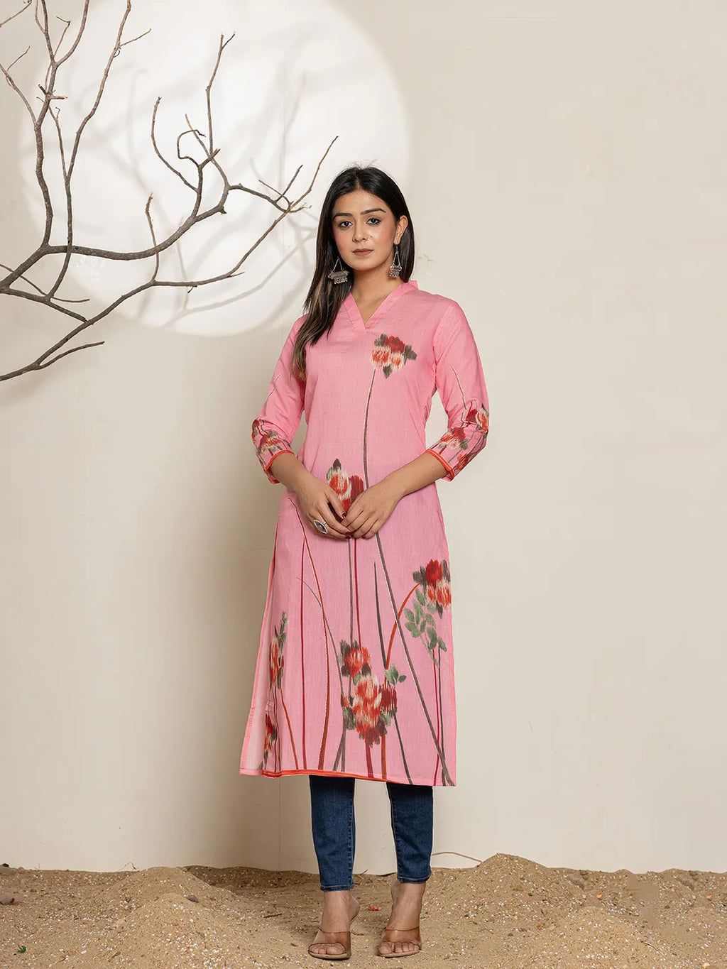 Yufta Pink Silk Blend Digital Print Kurta | Grocsy