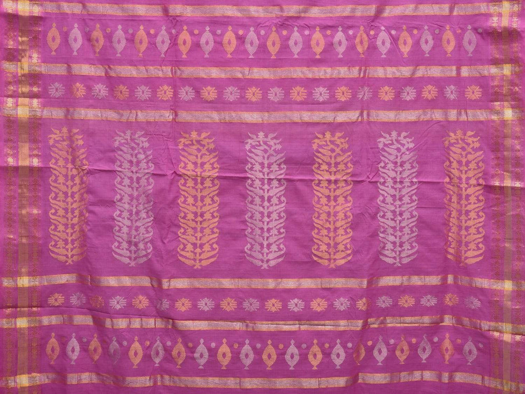 Pink Uppada Cotton Handloom Saree with Karpur Pallu Design - Global Threads | Grocsy