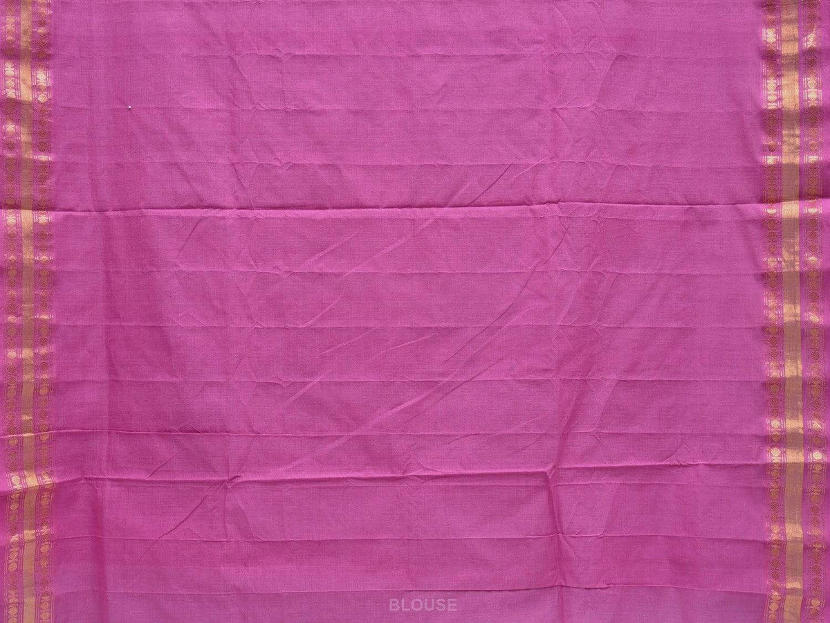 Pink Uppada Cotton Handloom Saree with Karpur Pallu Design - Global Threads | Grocsy