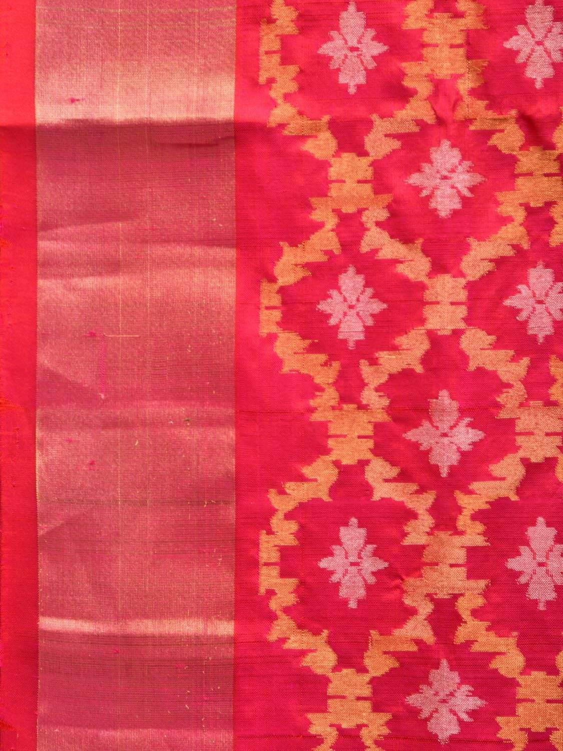 Pink Uppada Silk Handloom Saree with All Over Grill Design - Global Threads | Grocsy