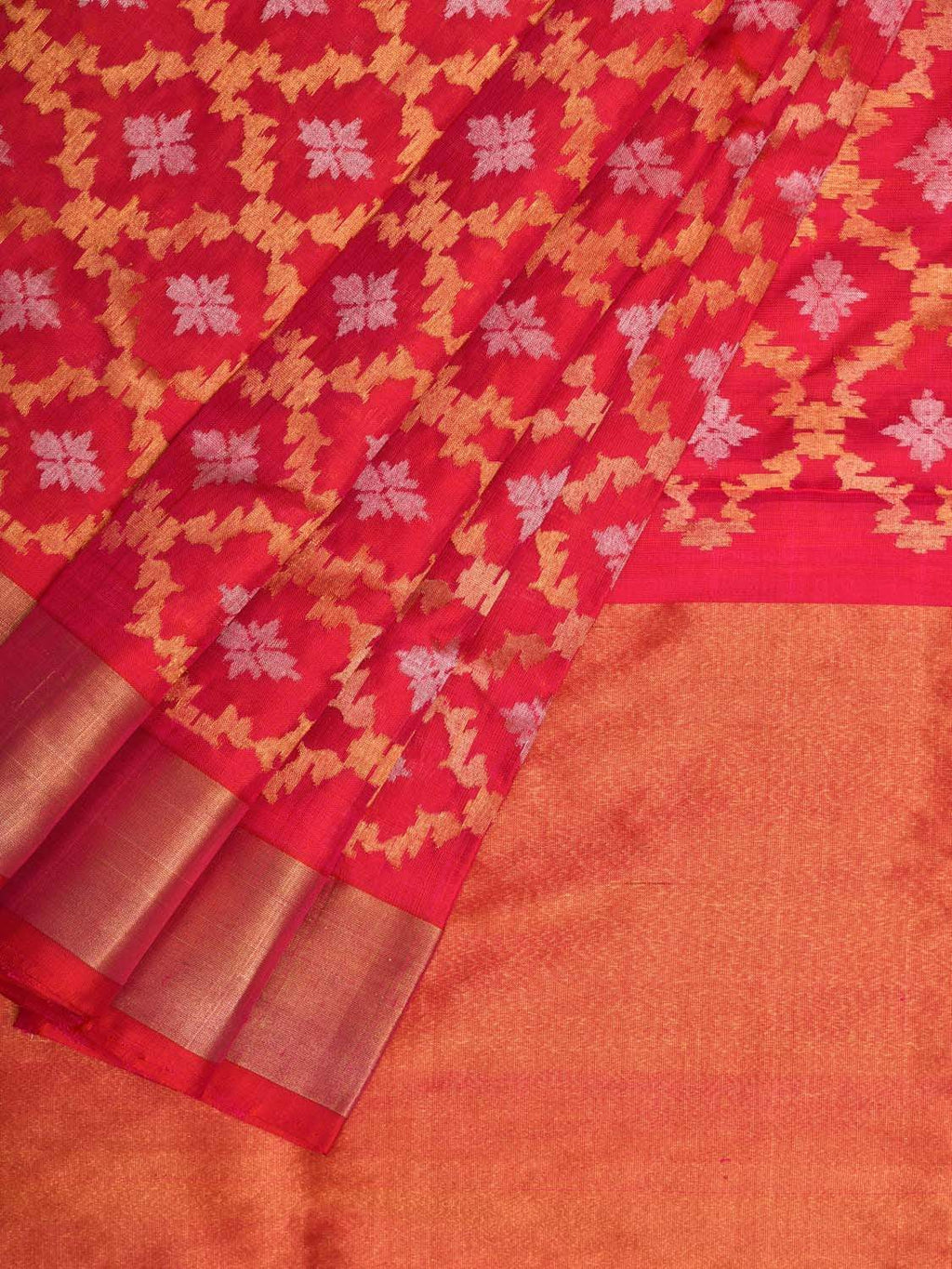 Pink Uppada Silk Handloom Saree with All Over Grill Design - Global Threads | Grocsy