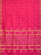 Pink Uppada Silk Handloom Saree with Birds and Jamdani Pallu Design - Global Threads | Grocsy