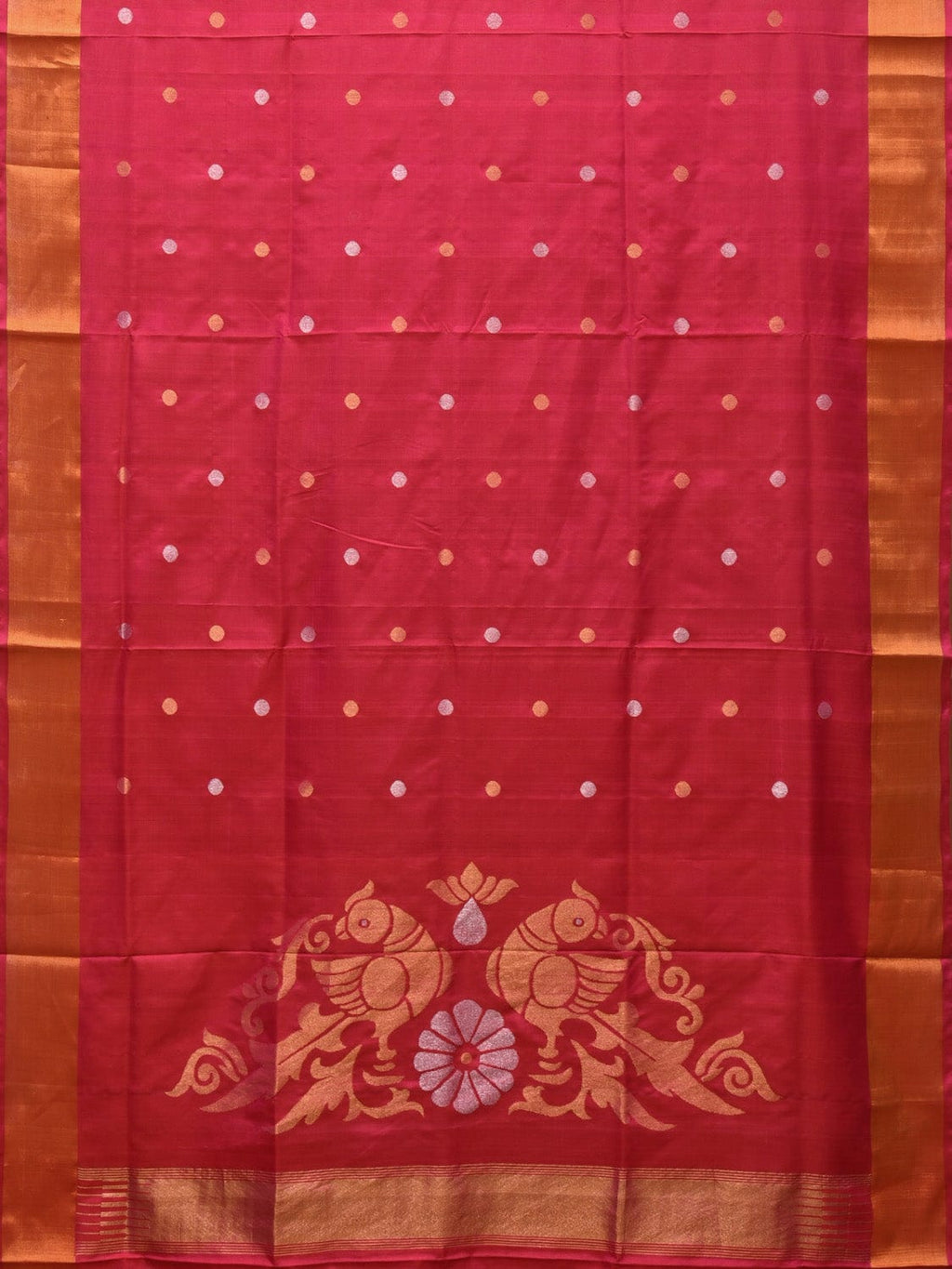 Pink Uppada Silk Handloom Saree with Birds Pallu Design - Global Threads | Grocsy