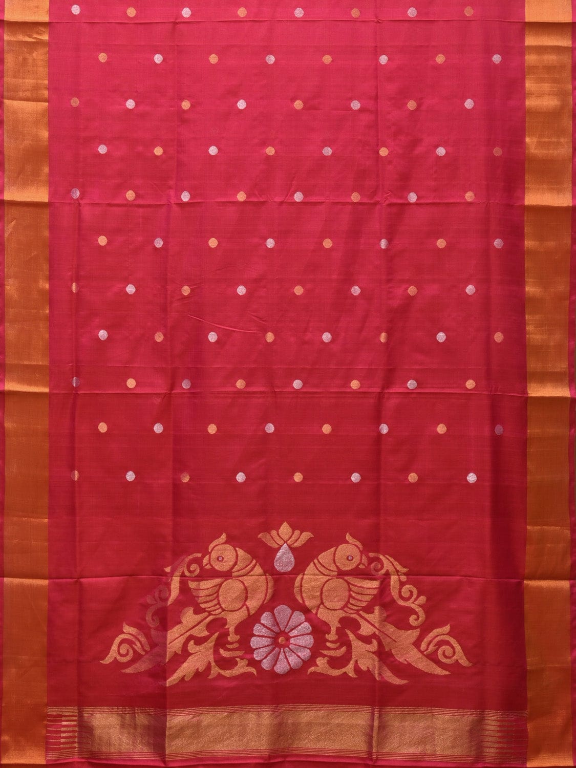Pink Uppada Silk Handloom Saree with Birds Pallu Design - Global Threads | Grocsy