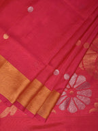 Pink Uppada Silk Handloom Saree with Birds Pallu Design - Global Threads | Grocsy