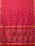 Pink Uppada Silk Handloom Saree with Floral and Birds Design - Global Threads | Grocsy