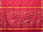 Pink Uppada Silk Handloom Saree with Floral and Birds Design - Global Threads | Grocsy
