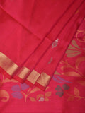 Pink Uppada Silk Handloom Saree with Floral and Birds Design - Global Threads | Grocsy
