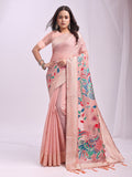 Anaita Pink Linen Cotton Woven Saree With Blouse | Grocsy