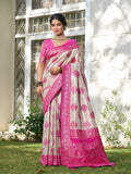 Anaita Pink Silk Blend Woven Saree With Blouse | Grocsy