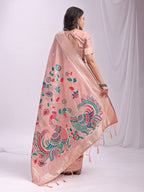 Anaita Pink Linen Cotton Woven Saree With Blouse | Grocsy