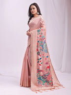 Anaita Pink Linen Cotton Woven Saree With Blouse | Grocsy