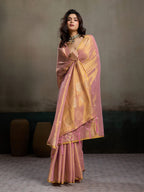 Anaita Pink Tissue Silk Woven Saree With Blouse | Grocsy