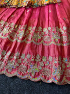 Evanik Designer Pink Tissue Silk Embroidered Work Gown With koti for Kids | Grocsy