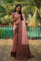 Anaita Pink Woven Design Pure Kanjivaram Soft Satin Silk Saree With Blouse | Grocsy