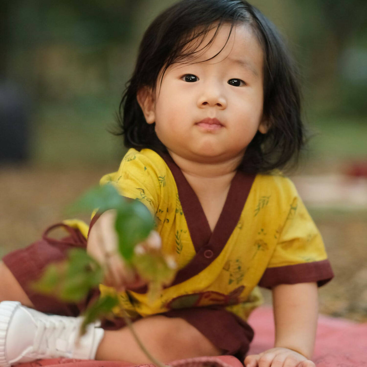 Mhyssa V Neck Kimono Style Half Sleeve Printed Yellow T-shirt With Matching Maroon Shorts Set | Grocsy