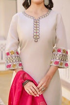Festive Wear Ethnic White vetigun Stitched Suit With Dupatta - Nisha | Grocsy
