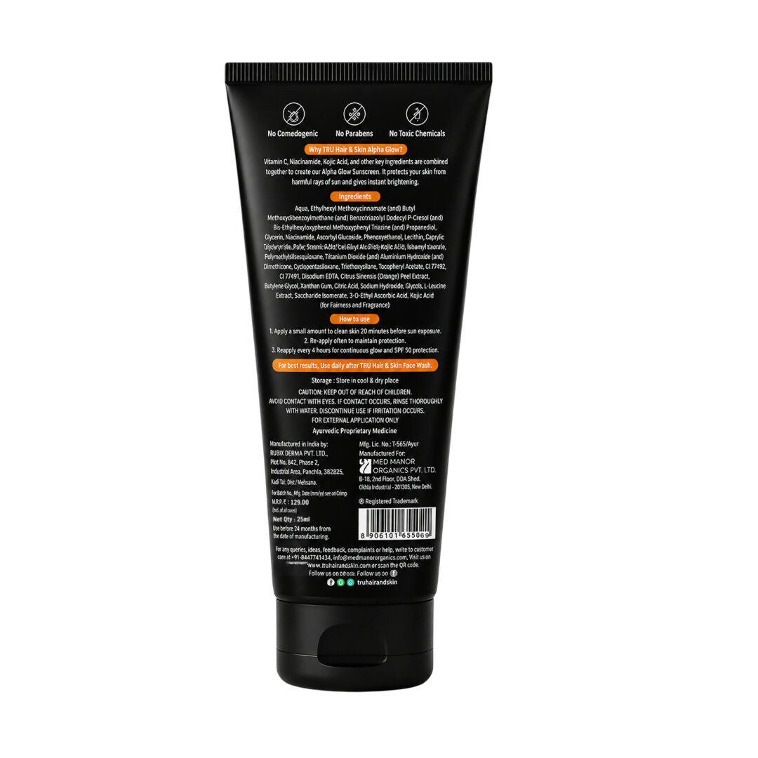 Tru Hair & Skin Alpha Glow Instant Brightening Spf 50 Pa+++ | Grocsy