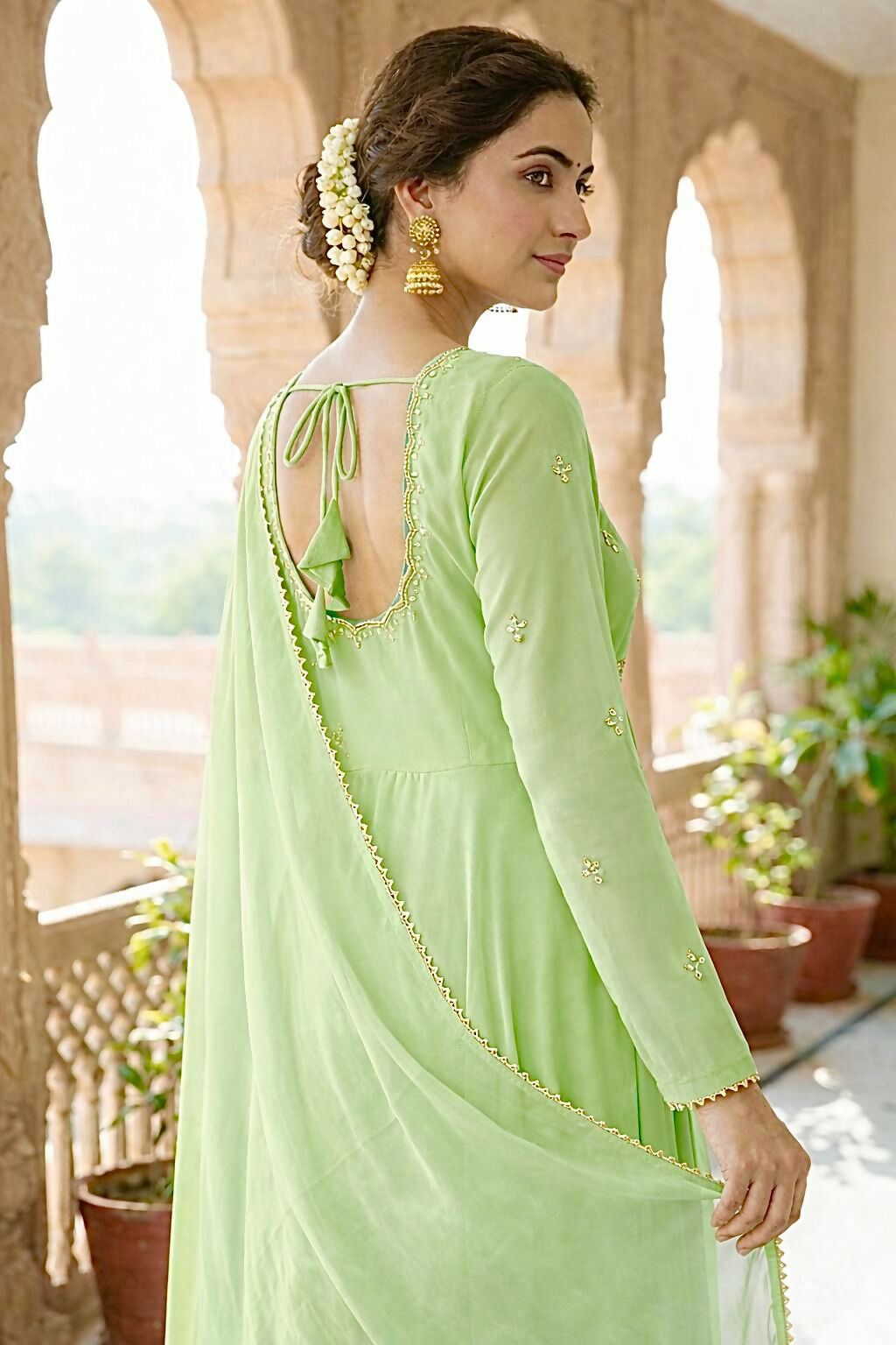 Teeya Creation New Trendy Anarkali Gown Set - Light-Green | Grocsy