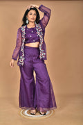 Morchari Women Hand Embroidery Crop Top-Purple | Grocsy