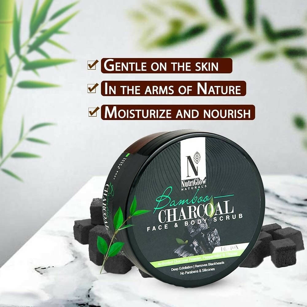 NutriGlow NATURAL'S Bamboo Charcoal Face & Body Scrub | Grocsy