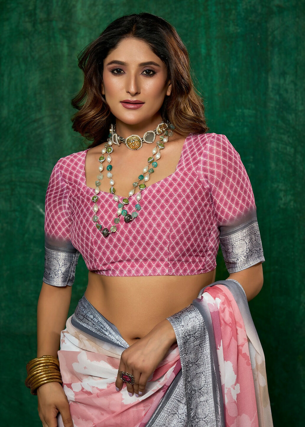 Joban Fashion Dola Silk With Zari Border Shaded Multi Color Work Saree | Grocsy