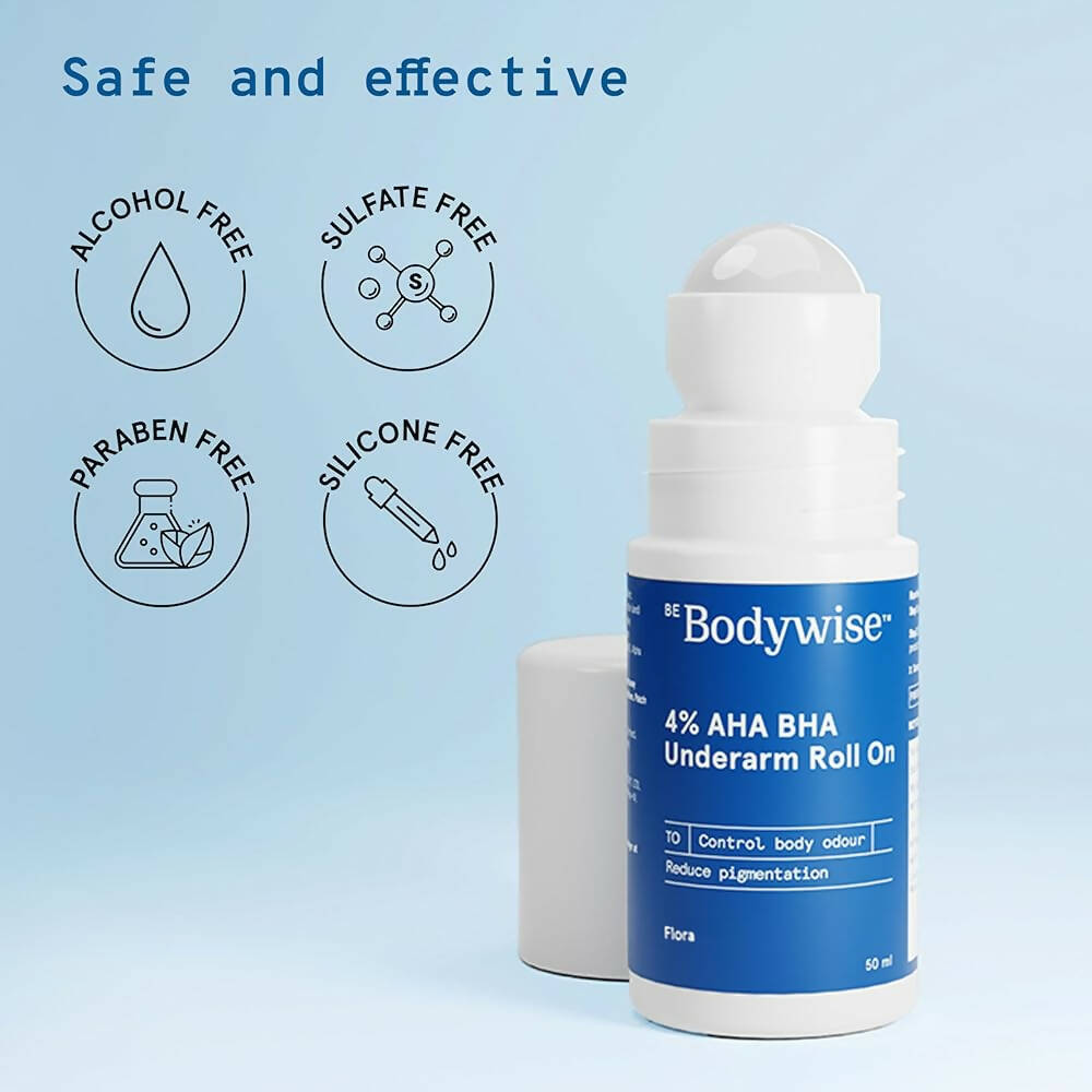 BeBodywise 4% AHA BHA UnderArm Roll On - Flora | Grocsy