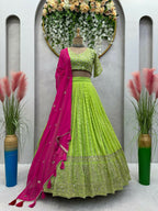 Jyoti Fashion Women's Green Faux Georgette Sequins with Thread Embroidered Designer Lehenga Choli Set | Grocsy