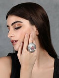 Joban Fashion Women Red Stone Silver Tone Ring | Grocsy