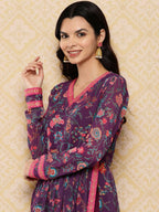 Ahalyaa Women's Traditional wear Kurta Set - Purple | Grocsy