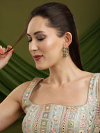 Women's Natural Green Stone with Moissanite Diamond earrings - Ruby Raang | Grocsy