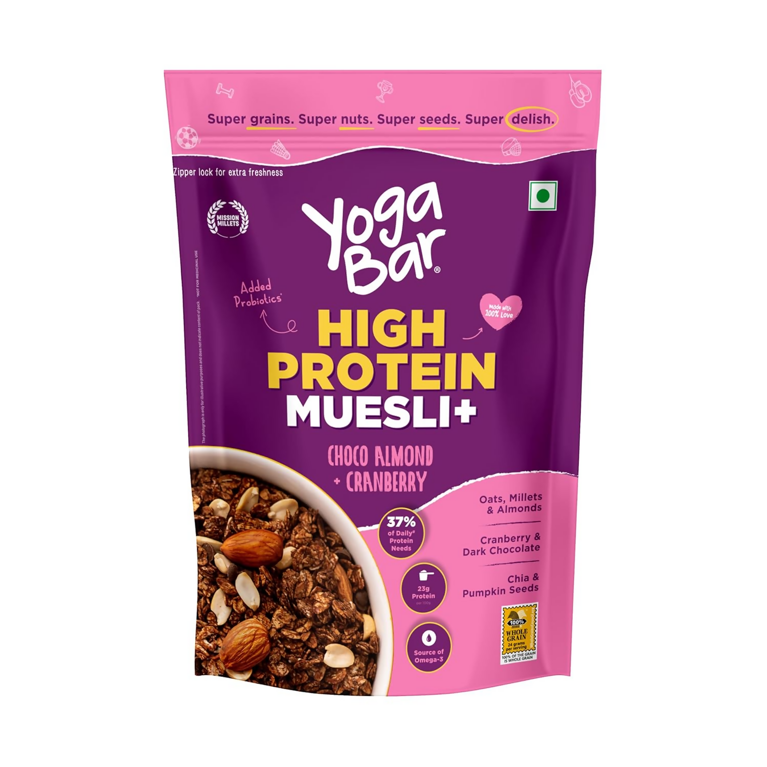 Yoga Bar High Protein Muesli - Choco Almond | Grocsy
