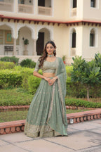 Lehenga Mart Designer Indian Wedding Lehenga Choli-Sea Green | Grocsy