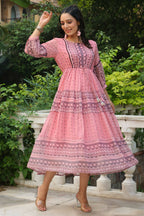 Juniper Women's Pink Printed Teired Dress | Grocsy