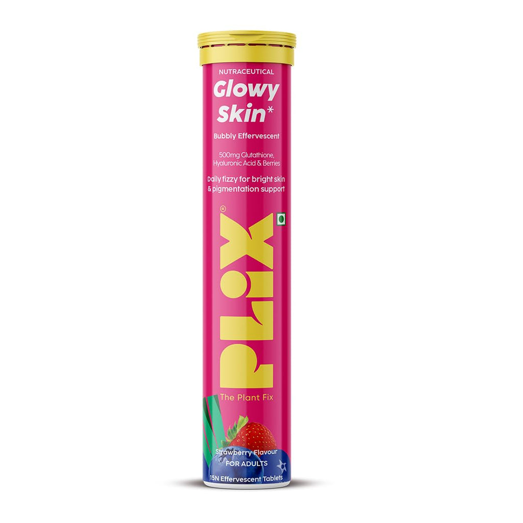 PLIX The Plant Fix Glowy Skin Effervescent Tablets - Strawberry | Grocsy