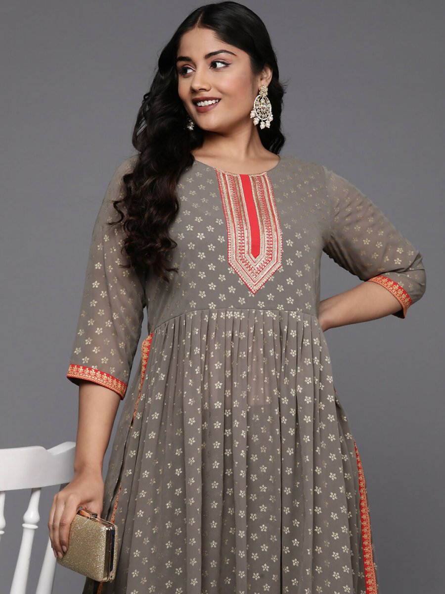 Ahalyaa Women's Traditional wear Kurta Set - Grey | Grocsy