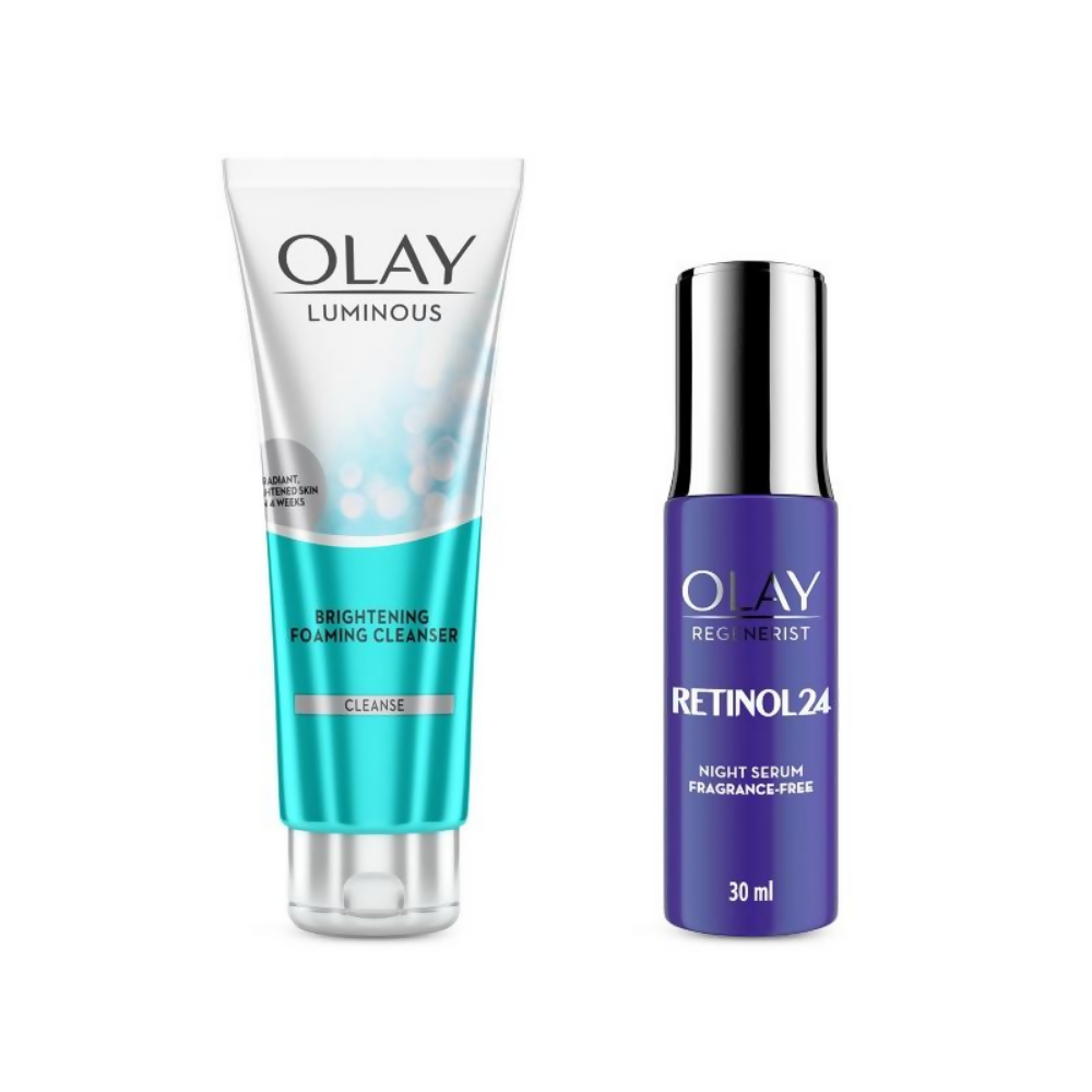 Olay Retinol Kit For Overnight Repair - Serum With Free Cleanser | Grocsy