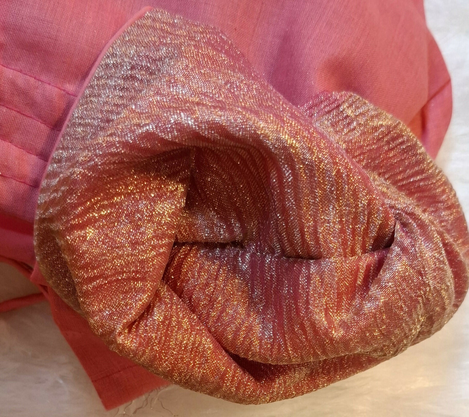 Kia Fashions Coral Pink Crush Tissue Self Design Readymade Blouse | Grocsy