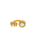 Kundan Gold plated Elephant and Round Ring - Ruby Raang | Grocsy