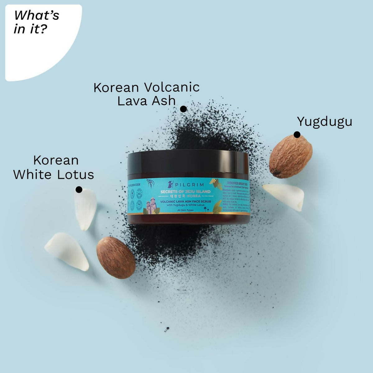 Pilgrim Face Scrub with Yugdugu & White Lotus, For Glowing Skin & Blackhead Removal, Dry, Oily Combination Skin | Grocsy