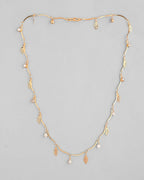 VOJ Gold-Polished Designer Chain For Women With AD Stone And Leaf | Grocsy