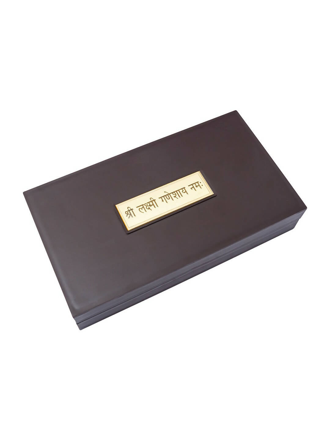 Golden Peacock Brown & Gold-Toned 24 Ct Gold Foil Laxmi And Ganesh Pooja Box | Grocsy