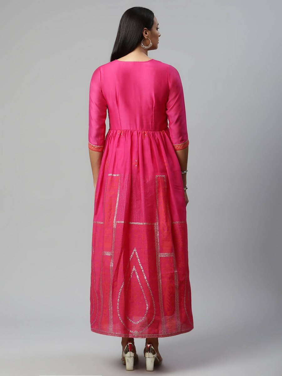 Ahalyaa Womens Pink Crepe Printed Dress | Grocsy