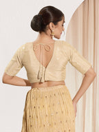 Joban Fashion Gold Sequins Padded Blouse With V Neck Elbow Sleeves | Grocsy