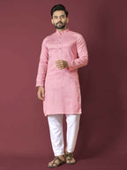 Anaita Pink Solid Soft Jacquard Silk Straight Kurta | Grocsy