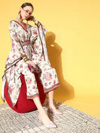 Ahalyaa Women Beige Colour Crepe Digital Printed Kurta Palazzo Set | Grocsy